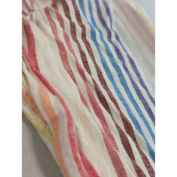 Naturals d&co Rainbow Striped Linen Blend Tunic Top Womens Large Popover Boho - Picture 14 of 16